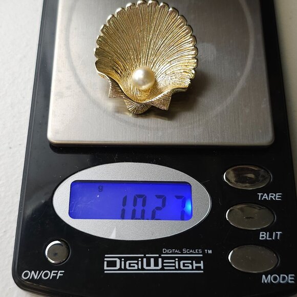 Vtg Gold Tone Shell & Crab Brooch Set Faux Pearl Beach Ocean Cancer Zodiac July - Picture 16 of 16